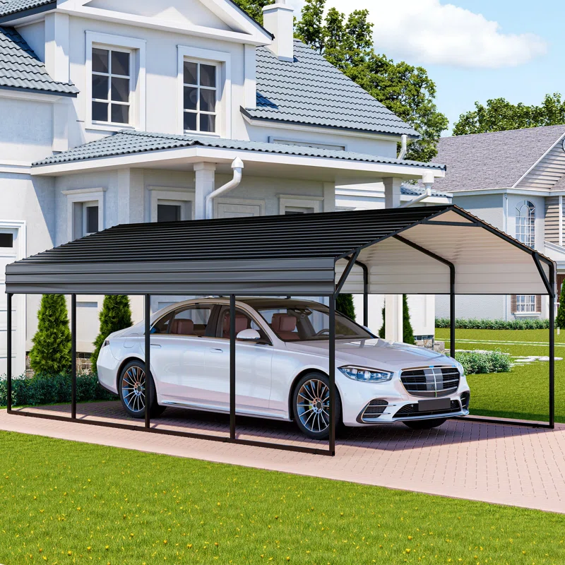 12 Ft. W x 20 Ft. D Heavy Duty Carport with Galvanized Steel Roof